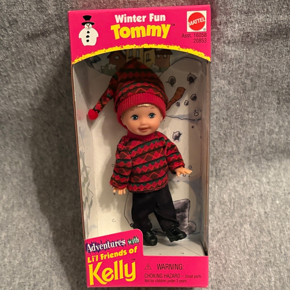 1998 Mattel Winter Fun Tommy Doll - Festive Red and Black